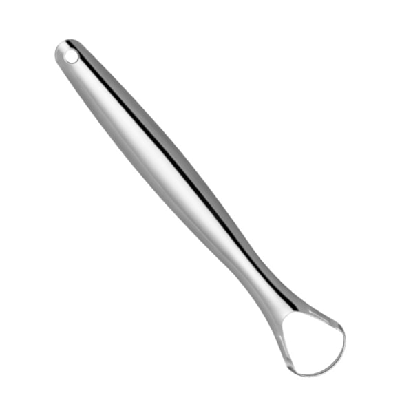 Tungskrapa för vuxna, reducerar dålig andedräkt, bekvämt grepp, rengörare i rostfritt stål, ergonomiskt utformad för daglig munvård, silver (1 st)