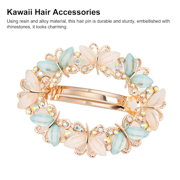 Hårnål utsökt vacker form Rhinestones utsmyckade Kawaii Fairy Hårklämmor för kvinnor Flickor HårdekorationGrön