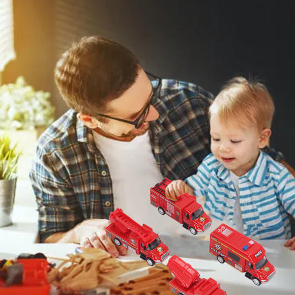 4 st Dragbilar Modell Set Legering Bilar Leksak Set Stad Serie Öppnade Dörrar Lastbil Modell Leksak Typ B
