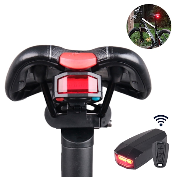 Cykelbakljus USB-laddningsbart smart cykelbakljus trådlöst cykelalarmsystem med fjärrkontroll för mountainbikes landsvägscyklar