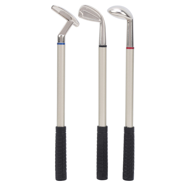 Minigolfklubba pennhållare klocka i zinklegering PU-läder med golfpennor souvenirset present svart silver