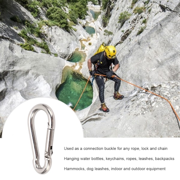 10 st Karbinhakar Fjäder Snabbkoppling Tung Duty Snabblänk 304 Rostfritt Stål för Fågelmatare 6MM