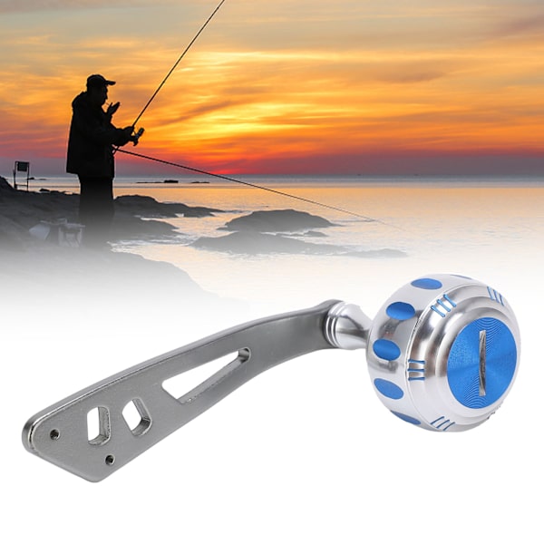 Fiskehandtag i metall, kraftfullt handtag, ersättningsknopp med monteringssatser för baitcasting-trumrulle, silverblå