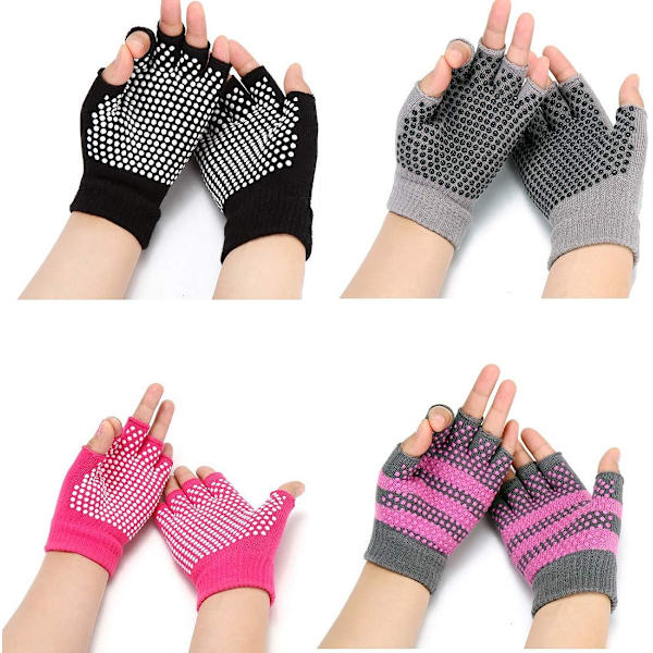 Halkskyddade yogahandskar för kvinnor, tålösa halkfria pilates, barre, balett, bikram träningshandskar 4-pack