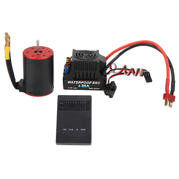 Vattentät borstlös ESC elektrisk regulator med 3900KV motorprogramkort 4 mm bananplugg hållare för 1/8 1/10 RC bil