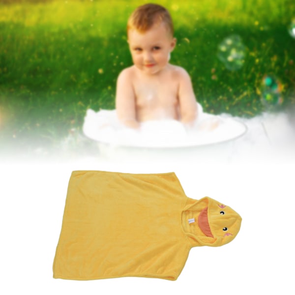 Barn Cartoon Huvtröja Strandhandduk Korallfleece Baby Simning Badhandduk Badrock Gul