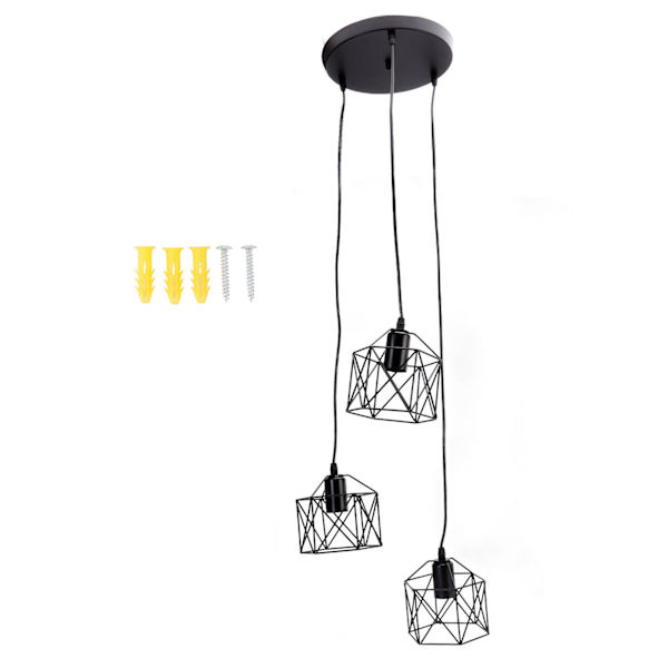 Antik Pendel Lampskärm E27 3 Huvud Retro Unik Stil Hängande Ljusskärm för Hemkaféer 85‑240V