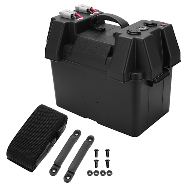 Reservbatteribox Strömcenter Bärbar Marintillbehör med Voltmeter för Bil Husbil Yacht Skepp 12V