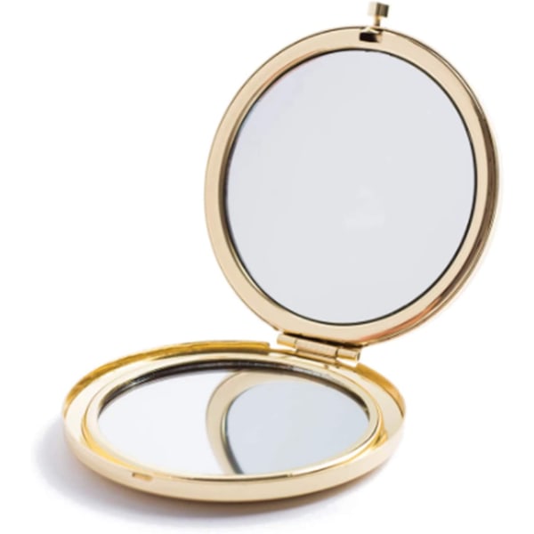 Förstorande kompakt spegel för plånböcker, hopfällbar mini, guld