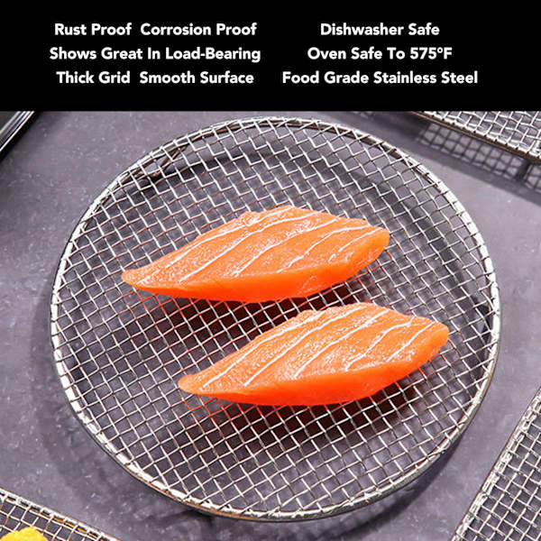 Kylställ i rostfritt stål för bakning, galler för matlagning, ugnssäkert för matlagning, rostning, grillning, stort runt 18 cm