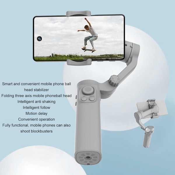 3-Axis Gimbal Stabilisator, Magnetisk AI Aktiv Spårare för Stabil Video, Gestkontroll & AI Spårare med Fyllningsljus för Portabel Vikbar Telefon