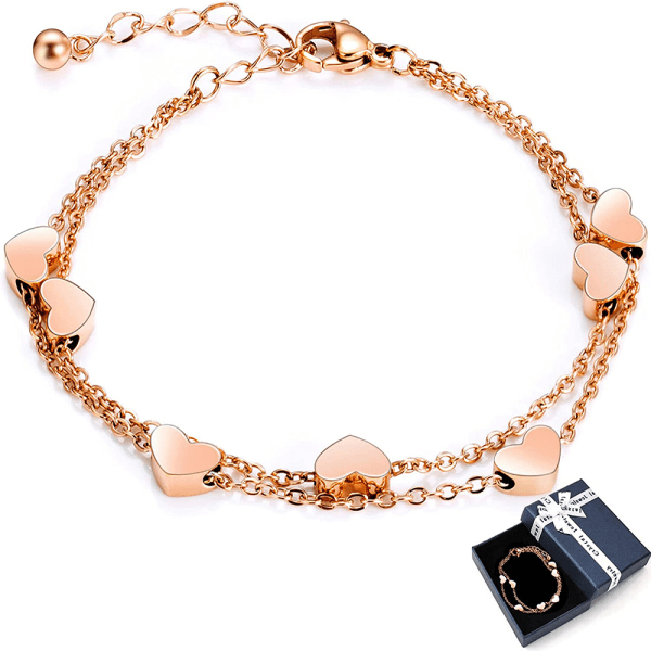 Doppelt Kette Armband für Frau Armkette Edelstahl Armband aus Titan