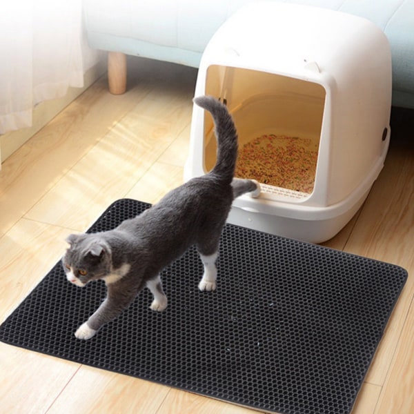 Överlägsen Kattsandsfångarmatta, Honeycomb-design för Effektiv Kattsandsfångst - Din Ultimata Lösning för Kattlådan (Dubbla Lager)