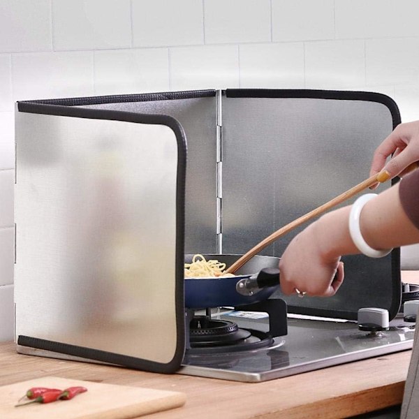 Värmebeständig Barriär, Hopfällbart Stänkskydd i Rostfritt Stål, Non-Stick Värmeisolerande Stänkskydd, Viktigt för Fett Skydd och Säkerhet
