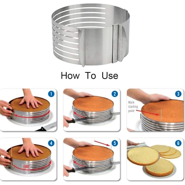 Tårtskärare i rostfritt stål, non-stick-beläggning för enkel lossning, återanvändbart verktyg av livsmedelskvalitet idealiskt för professionella bagare (15–20 cm)