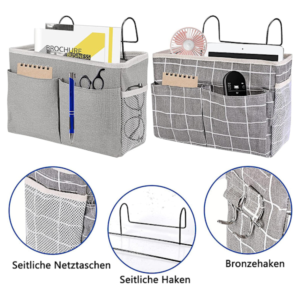 2-pack sängförvaring hängande, multifunktionell sängfickor, multifunktionell sängficka organizer säng hängande väska säng organizer hängande förvaringsväska
