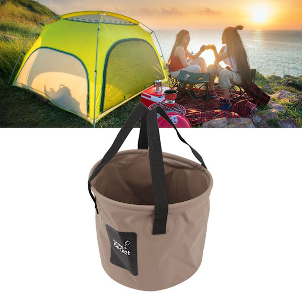 Hopfällbar hink 10L Hög temperaturbeständig Bärbar hopfällbar vattenhink med handtag för camping Fiske Picknick Sandfärg