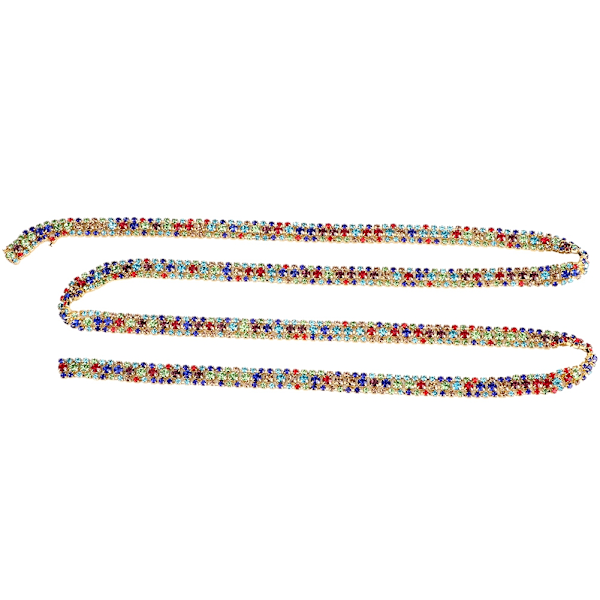 1 Yard 3 Rader Kristallglas Rhinestone Trimming Kedja Bröllopskläder Dekor Färgglada Rhinestone