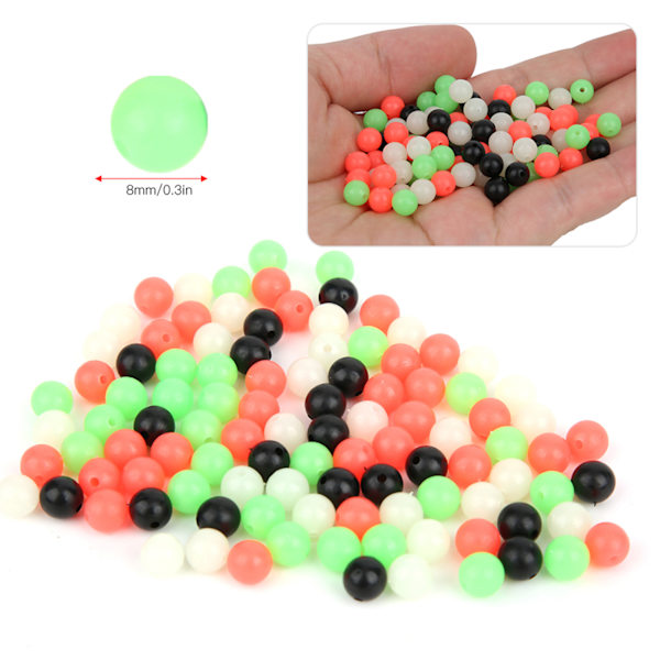 400 st Luminous Fluorescerande Plastmellanläggspärlor Fiskebete Tillbehör 8mm