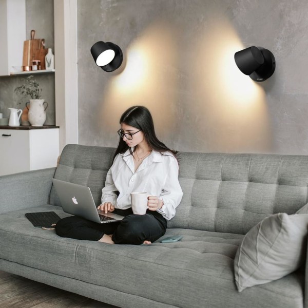 Modern vägglampa LED sänglampa läslampa 350° vridbar