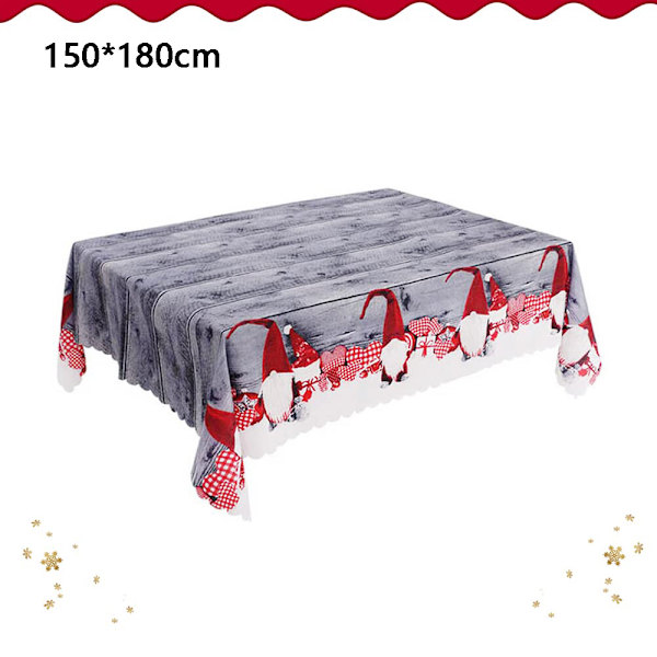 Julduk, 180 x 150 cm rektangulär lång julduk bordslöpare grå Xmas duk matsal duk, stor tvättbar