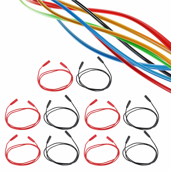 5 Set Banansladdar Testkabel Hona till Hona 2mm 0.44mm² 1000V 15A Set Kit