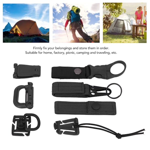 30 st Molle-fästen D-spänne Ryggsäcks spänne Nylonband Ryggsäckstillbehör för picknick Camping Resor Svart