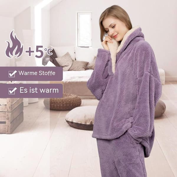 Pyjamas för dam - vinterpyjamas för dam, sammetskrage