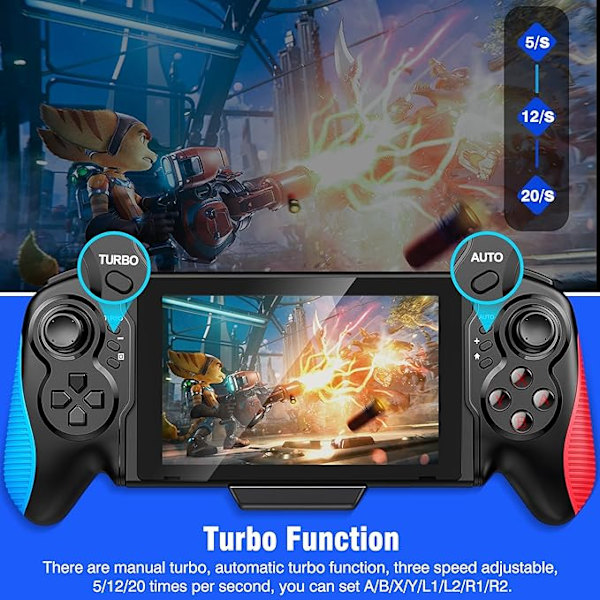 Dual Vibration Switch Controller til Nintendo Switch, Switch Controller med One-Click Turbo og Bekymringsfri Eftersalgsservice, Genopladelig Plug-in