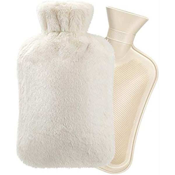 Varmvattenflaska, 2L bäddflaska med lock, Mjuk fluff varmvattenflaska, Bekväm, Säkerhet, Värmehållning, Bra prestanda, Fri från skadliga