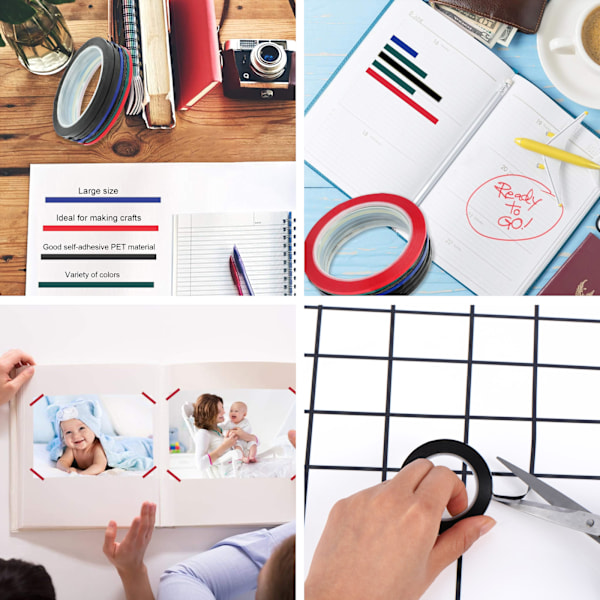 Whiteboard-tejp, konsttejp, diagramtejp, rutnätsmarkering, självhäftande whiteboard-rutnätstejp för kontorsrutnätsmarkering (4-pack)