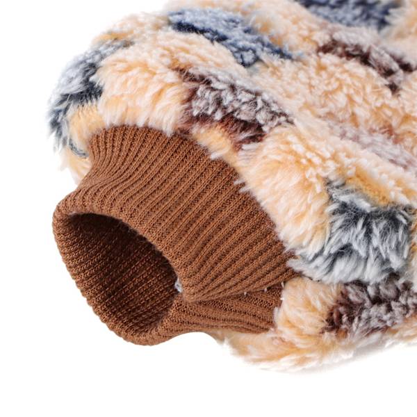 Flanell Sandy Beige Husdjur Overall Kläder Vinter Varma Pyjamas Stjärndräkt för Katter Hundar (L)