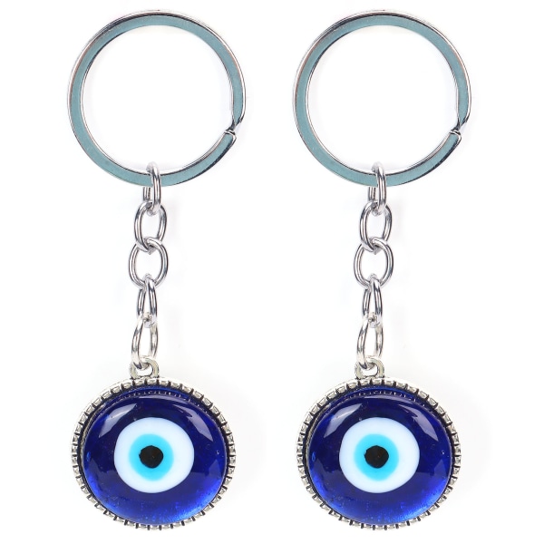 2 st onda öga nyckelring hållbar legering färgad glasyr amulett för lycka skydd