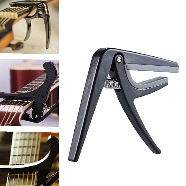 Capo för Elgitarr Akustisk Gitarr Stålsträng Ukulele Capo Metallmaterial Svart (1st, svart)