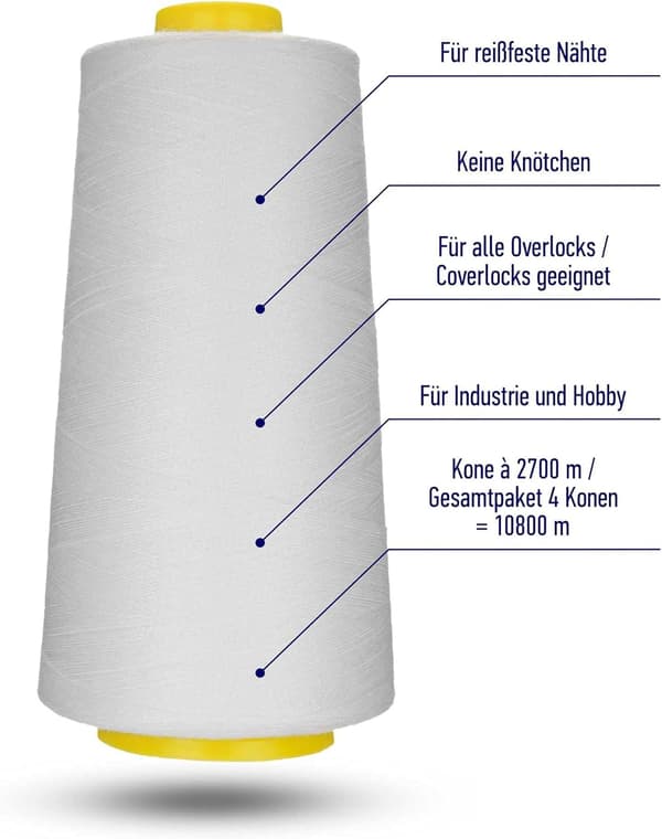 4 spoler overcasting tråd 40S/2 Hvid