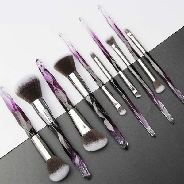 Sminkborstar Crystal Handle Set,10 ST Crystal Transparent Handle Kabuki Powder Foundation Brush Concealer Eye Shadow Eyeliner Ögonbrynsborste