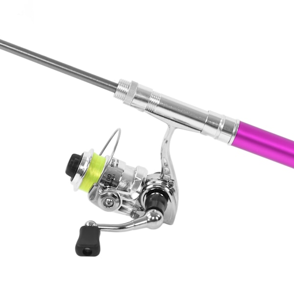 Bärbar Mini Penformad Fiske Spö Stång Fickretractable Fiske Spö med Rulle HjulLila