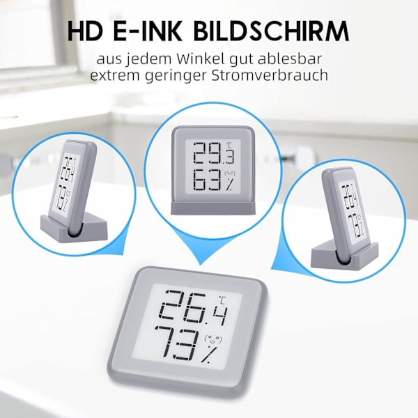 Digital hygrometertermometer för inomhusbruk med elektronisk bläckdisplay och digital precisionstermometer för baby, luftfuktighetsrum, garage, växthus, vin