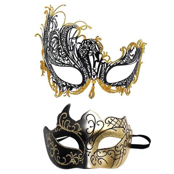 Par parar Mardi Gras maskeradmasker som festdräkt