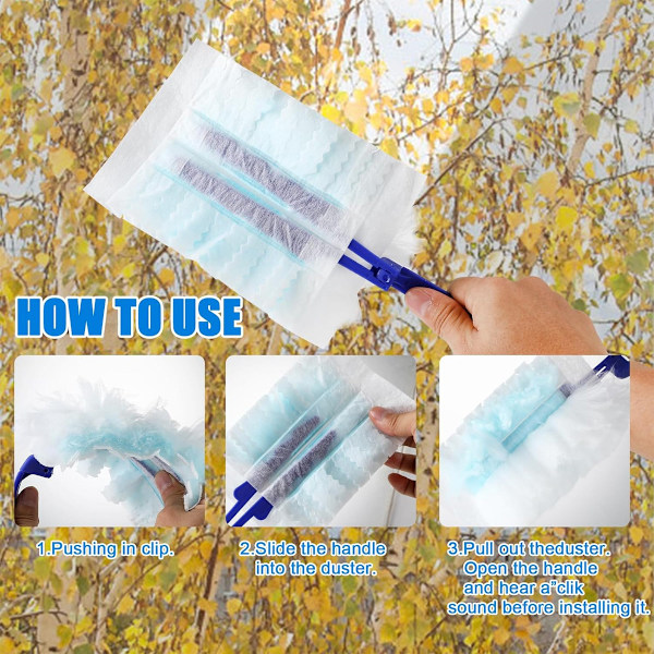 Fluffy Duster Refills,Flash Dust Magnet Refill, Engångsdammhuvuden, Handdammrefill, 20-pack, Blå…