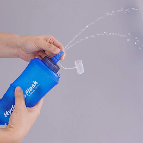 2-pack mjuka vattenflaskor, hopfällbara vattenflaskor för löpning, vandring, cykling, klättring 500 ml