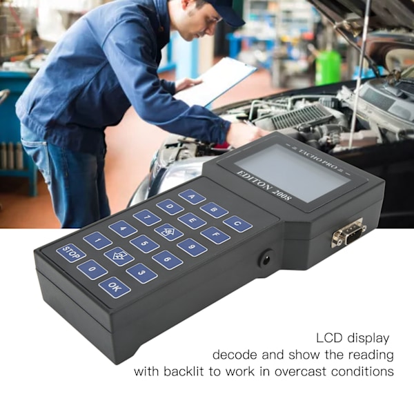 For Tacho Pro 2008 Kilometerjusterare Full Cable Dash Programmer LCD Display Bakgrundsbelyst Universal Verktyg