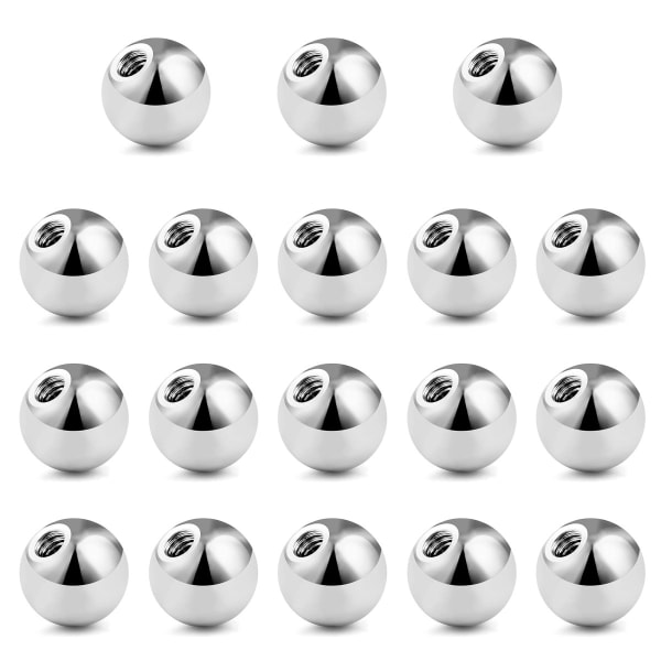 FECTAS 20st piercingkulor i rostfritt stål Silver ersättningsdelar för 1,2 mm trådpiercingsmycken (2,5/3/4/5/6/8 mm)