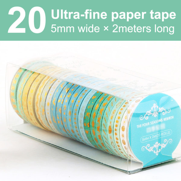 20 rullar Tape Set Guldfolie Dekorativa tejper för