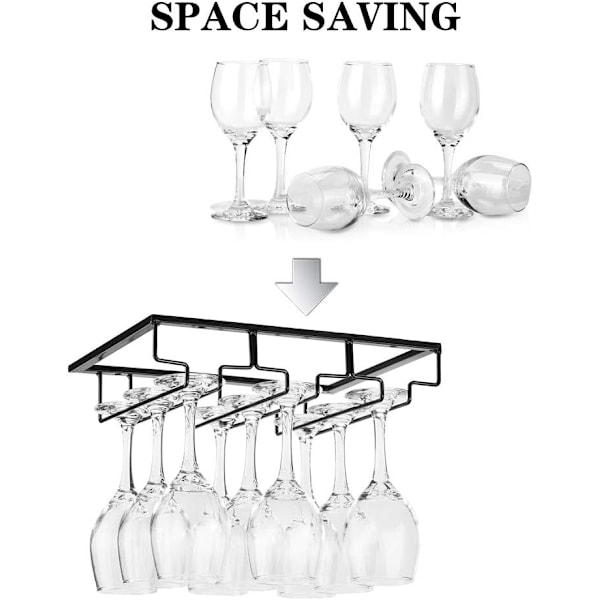 Vinglasförvaringslösning, vinglashängare för under skåp för hem, hotell, bar, platsbesparande design & gåva till vinälskare med högkvalitativt material