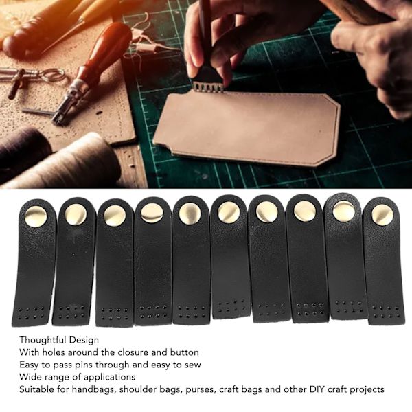 10 set sy på äkta läder snäpplås DIY handcraft mjuk plånbok flik stängning för DIY hantverk handväskor resväskor svart