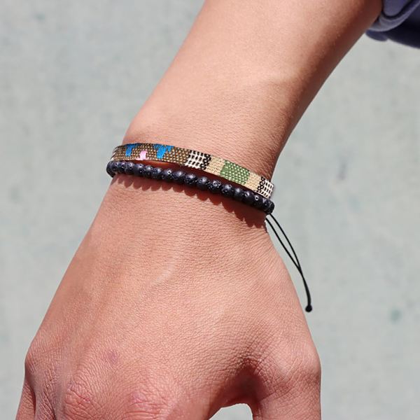 Boho Surfer Armband Set med 2, handgjorda pärlarmband och Boho tygarmband, etnisk hippiestil vattentäta armband, Sports Outdoor Women's