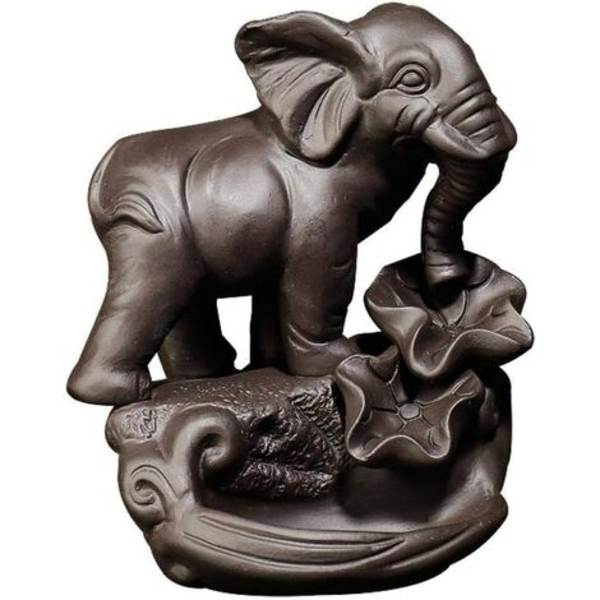 Elefant Rökelsehållare Med 20 Backflow Rökelsekoner, Asiatisk Keramisk Backflow Rökelsebrännare Rökelsehållare