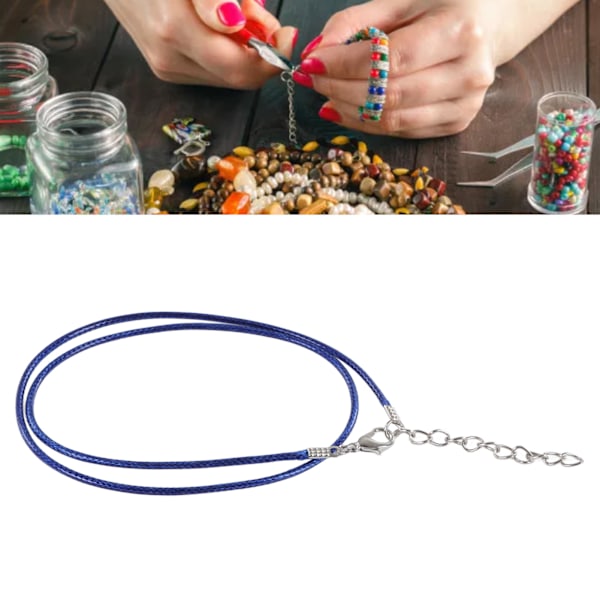 100 st vaxade halsbandssnöre justerbar längd DIY produktionsrep halsband för smyckestillverkning mörkblå