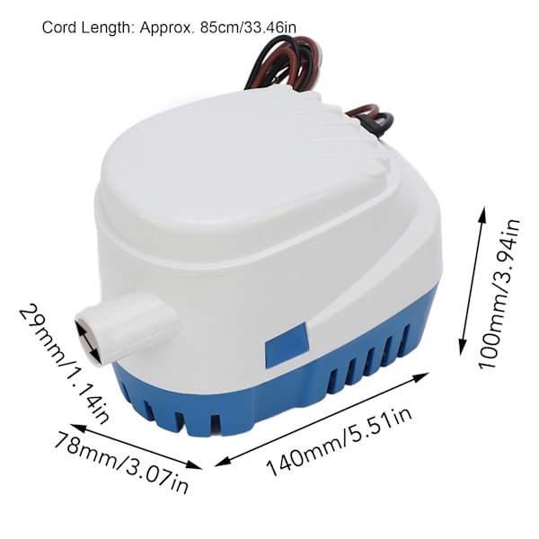Bilgepump, Elektrisk Automatisk Vattenavloppspump med Reed-Sensor System för Båtström